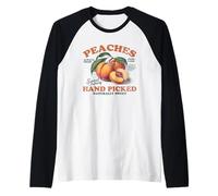 Pesche raccolte a mano frutta vintage retrò pesca grafica Maglia con Maniche Raglan