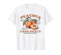 Pesche raccolte a mano frutta vintage retrò pesca grafica Maglietta