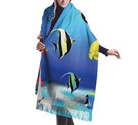 Pesci Colorati Sottomarini Barriere Coralline Sciarpe Lunghe Da Donna Moda Scialle Classiche Invernale Sciarpe Scialle Elegante Foulard Con Nappe