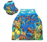 Pesci Di Mare Blu Colorati Passeggino Tettoia Copri Seggiolino Copertura Infermieristica Auto per Bambini per L'Allattamento Al Seno Morbido Traspirante Elastica Tettuccio
