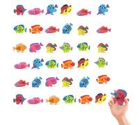 Pesci di Plastica per Acquario - Modelli Realistici in PVC - 36 Pezzi, 12 Modelli di Pesci Marini, 6 Varianti di Colore, Facili da Usare