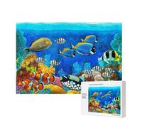 Pesci tropicali colorati e coralli nuotano nelle profondità dell'oceano. Arte,Puzzle in legno da 300 pezzi per famiglie, per adulti e adolescenti, decorazioni per la casa