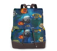 Pesci tropicali di mare,Zaino da donna, impermeabile, leggero, in pelle PU, alla moda, da viaggio