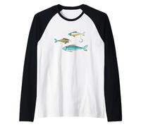 Pesci vibranti che nuotano vicino all'amo da Maglia con Maniche Raglan