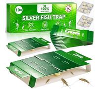 Pesciolini d'argento Trappole Scarafaggi - 10 Pezzi Trappole Pesciolini Argento Blatte Disinfestazione Casa per Scarafaggi Blatte con Attrattivo Integrato, Adatto per la Famiglia Facile da Usare