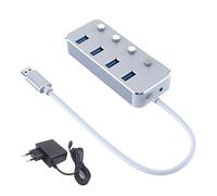 Pesderty Adattatore di Alimentazione USB 3.0 4 Porte Hub Splitter in Lega di Alluminio Switch Multi-Extender USB Hub da 1,2 M Hub USB 3.0 Spina UE B