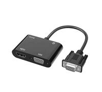 Pesderty Convertitore da VGA A HDTV + VGA Computer Collega Monitor TV Doppio Schermo con Adattatore Display con Convertitore di Alimentazione Accessori per Computer