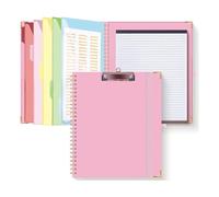 Pesderty per Appunti, 5 Divisori con 10 Tasche, Portapenne Ed Etichette per Cartelle, Lavagna per Appunti un Spirale per Infermiera Rosa