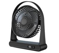 Pesderty Piccolo Ventilatore USB da Tavolo, Ventilatore da Ufficio, Mini Ventilatore Portatile Ricaricabile con Display Digitale, Nero
