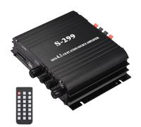 Pesderty S-299 Mini 4.1 Amplificatore di Potenza Audio Stereo BT Portatile per Auto e Casa Amplificatore Audio Remoto A Doppio Uso 4X40W Spina UE Durevole Facile Installazione