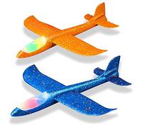 Pesfehhy 2 Pack LED Light Airplane 48cm Large Gettare Foam Plane Sport All'Aperto Cortile Festa di Compleanno Bambini Regali Ottimali