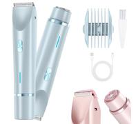 Peshoriadm Shaver, Peshoriadm Comfort 2 in 1 Electric Lady Shaver, Dual Head Bikini Trimmer for Women, IPX7 Waterproof Wet and Dry for Underarms, Legs, Face, Arm (Blue)