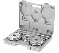 Pesi cromati da 15 kg con valigetta per fitness