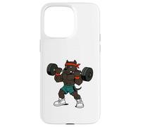 Pesi di sollevamento del cane Pitbull stile anni '90 Custodia per iPhone 15 Pro Max