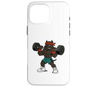 Pesi di sollevamento del cane Pitbull stile anni '90 Custodia per iPhone 16 Pro Max