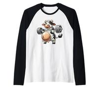 Pesi di sollevamento della mucca forte animale del fumetto Maglia con Maniche Raglan