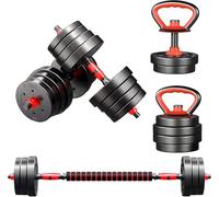 Pesi Kettlebell 42 Libbre, Pesi Regolabili Set di Manubri con Connettore, Set di Pesi Liberi 4 in 1 A Casa, Manubri, Bilancieri, Kettlebell, Barre per Flessioni