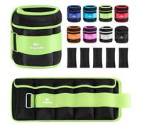 Pesi per Caviglie Regolabili, Polsiere Pesi 3 kg x 2 Coppia con Peso Rimovibile per Jogging, Ginnastica, Aerobica, Terapia Fisica, Allenamento di Resistenza|Ogni 0,6-3 KG, Totale 6KG, Verde