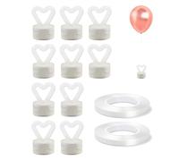 Pesi per palloncini a forma di cuore riutilizzabili da 10 pezzi con 2 rotoli di nastro da 10 m, set di pesi per palloncini, supporto per palloncini, adatti per feste di compleanno, matrimoni