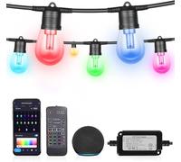 Pesken Catena Luminosa Esterno, 30M Smart RGB Lampadine Luci Stringa Controllo Remoto/APP con Alexa, IP65 Impermeabile, Sincronizzazione della Musica per Giardino Natale Matrimonio