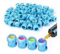 Peslief 200 cappucci usa e getta per inchiostro per tatuaggi, tazze in plastica con base per pigmenti permanenti per trucco permanente, accessori per contenitori, forniture - blu
