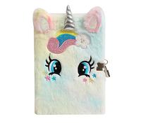 PESLNG Diario Segreto Bambina - Diario con Lucchetto, Ideale per la Scuola e Come Regalo per il Ritorno a Scuola e Occasioni Speciali (Unicorno con grandi occhi, colore chiaro, Multi)