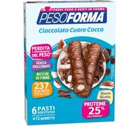 Pesoforma Barrette Cioccolato Cuore Cocco, 6 pasti | Pasti sostitutivi dimagranti, SOLO 235 Kcal, ricco in proteine