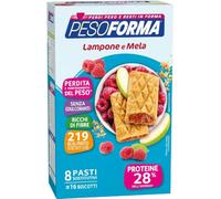 Pesoforma Biscotti Lampone e Mela, Pasto sostitutivo proteico, Per rimettersi in forma con gusto, Solo 219 calorie, Nuovo formato, 16 biscotti, 8 pasti sostitutivi
