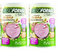 Pesoforma Nature Smoothie Fragola E Banana, Pasto sostitutivo per il controllo del peso, Smoothie a base di crusca d'avena, Aiuta a rimettersi in forma, 203 calorie, 12 pasti, 420 gr (Confezione da 2)