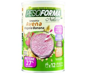 Pesoforma Nature Smoothie Fragola E Banana, Pasto sostitutivo per il controllo del peso, Smoothie a base di crusca d'avena, Aiuta a rimettersi in forma, 203 calorie, 12 pasti, 420 gr