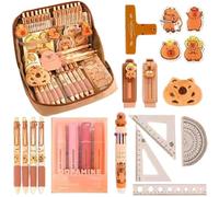 Pesoncarl 1 set Capybara Pencil Case, 9x6x2.4 Custodia a matita con bocca aperta con cerniera con tutte le cose simpatiche materiali per la scuola di tela resistenti a sterro kawaii