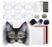 Pesoncarl 1SET THERIAN MASK KIT con striscia di lana Mesh Mash Maschera Cat Maschera Funny Ust fino a Paint Paint fai da te THERIAN PER LAPPAGGIO DI ROUGHINAZIONE DI ROCCATTO DI HALLOWEEN