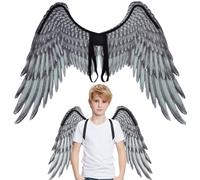 Pesoncarl Ala d'angelo 28, 4x21, 3 pollici Ala nera Halloween Costume da angelo nero Tessuto non tessuto Cosplay per bambini Carnevale Costume di Halloween Puntelli cosplay