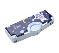 Pesoncarl Astuccio per matite Astuccio multifunzionale di capacità con temperamatite a pulsante Righello Gomma Astronauti per feste