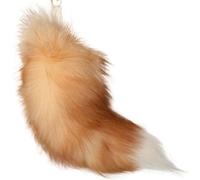 Coda di volpe 15,75 pollici coda animale shaggy coda finta pelliccia realistica porta portachia clinica decorativa coda therrian per lo zaino in borse cosplay, oro, portachiavi in finto