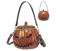 Pesoncarl Decorazioni di Halloween, Borsa di Halloween, Borsa di zucca strana e divertente, di zucca a mano/a spalla/tracolla, tracolla con cerniera per donna