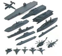 Pesoncarl Giocattolo per portaerei, 17 Pezzi di Giocattoli Militari in plastica includono Jet da Combattimento su Piccola Scala, corazzate, Sottomarino e Altro per Ragazzi e Ragazze