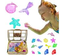 Pesoncarl Giochi da Sub 16 Pezzi Gemme da Sub per Bambini con Scrigno del Tesoro a Tema Oceano Pietre Preziose di Diamanti Acrilici Colorati Giocattoli Bomboniere, Galleggianti per Piscina