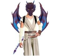Pesoncarl Kids Halloween Dragon Set Face Copertues Coda Wing Coda Costume Costume Pops Viola 3PC, Accessori per Abiti Eleganti