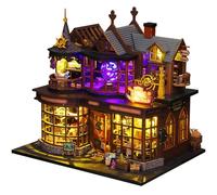 Pesoncarl Kit di casa in Miniatura Illumina Il Tema Magico Tiny Kit House con Batteria per Colla Alimentazione Facile in Legno Fai -da -Te per Adulti, Bambini, Giocattoli