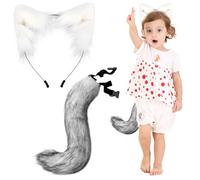 Pesoncarl Set Coda e Orecchie di Volpe Costume da Volpe in Peluche di Simulazione con Orecchie e Coda Adorabili accattivanti Costume Peloso dalla vestibilità Comoda per Halloween, Cosplay Feste