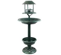 Pesoncarl Vasca per Uccelli Solare, Vasca per Uccelli su piedistallo da 37 Pollici con luci a LED ad energia Solare per in plastica con fioriera e mangiatoia per Patio da Giardino