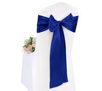 Pesonlook 50 fasce in raso per sedie, 17 x 275 cm, fasce con fiocco sul retro, per feste di nozze, decorazioni per hotel (17 x 275 cm, blu reale)