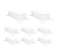 Pesonlook Confezione da 8 tovaglie bianche in poliestere, 229 x 396 cm, per tavoli rettangolari da 2,4 m, lavabili e rettangolari, in poliestere, per matrimoni, banchetti, eventi, feste