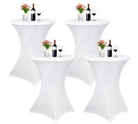 Pesonlook Set di 4 teli elasticizzati per tavolo da bistrot Ø 80 - 85 cm, eleganti rinforzi nella zona dei piedi, bianchi per tavoli da bar e tavoli da bistrot (80 x 110 cm, bianco)