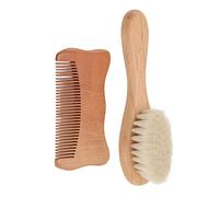 Pespa in Legno per Bambini, Corpa per Capelli a Setole di Capra Morbida per Neonato e Bambino, Set per la Toelettatura e la Culla, Design Squisito, Piccole e Portatili, Ottime