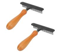Pespa per la toelettatura per animali domestici, 2 pezzi di design del pennello in legno a manico in legno pettine di toelettatura gatto rastrello per casa