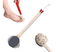 Pespa posteriore maniglia lunga, manico della doccia da bagno, 14.96x3.15 pollici, scrubber a doppia faccia per uomini, donne, bagno, appartamento, dormitorio, gambe, spalle, collo, spa, rilassamento,
