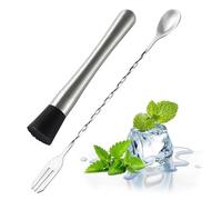 Pestello da Cocktail,2 PCS Pestello per Cocktail in Acciaio Inossidabile con Cucchiaio Bar e Muddler Set Essenziale Acciaio Inox Pestellos Cocktails per Mojito Bar Cucina e Ristorante