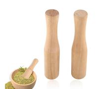 Pestello in Legno Naturale da 2 Pezzi,Pestello per Mortaio, Legno, con Impugnatura Lunga Pestello per Spezie Tritacarne per Macinare Cibo Stick